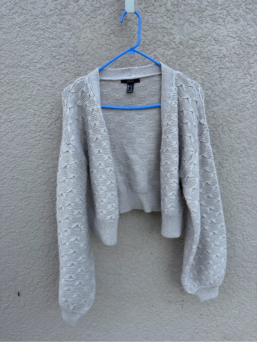 Forever 21 Light Gray Cropped Open-Front Knit Cardigan